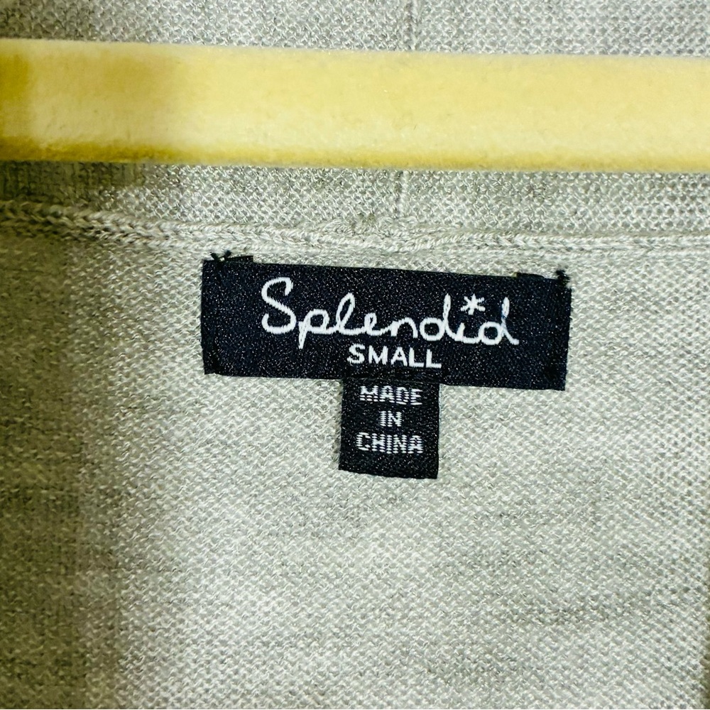 Splendid Cashmere Touch Striped Knit Drape Cardigan Gray & Ivory Size Small - Picture 4 of 7